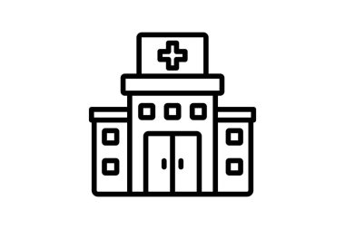 Tıp Merkezi çizgi simgesi, vektör, piksel mükemmel, illüstratör dosyası