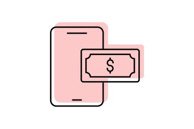 Çevrimiçi Ödeme renk gölge ince simgesi, vektör, piksel mükemmel, illüstratör dosyası