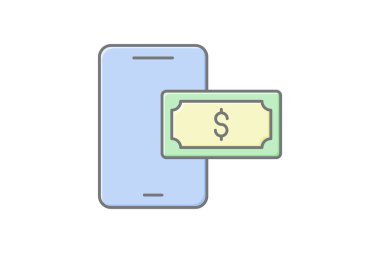 Çevrimiçi Ödeme doğrusal renk simgesi, vektör, piksel mükemmel, illüstratör dosyası