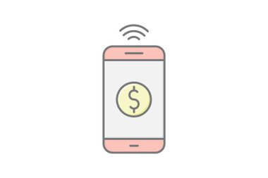 Mobile Payment lineal color icon , vector, pixel perfect, illustrator file clipart