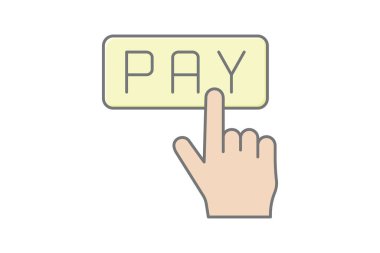 Ödeme Düğmesi doğrusal renk simgesi, vektör, piksel mükemmel, illüstratör dosyası