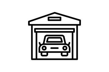 Garaj çizgisi simgesi, vektör, piksel mükemmel, illüstratör dosyası