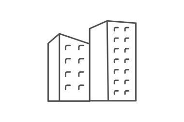 Gökdelen ince çizgi simgesi, vektör, piksel mükemmel, illüstratör dosyası