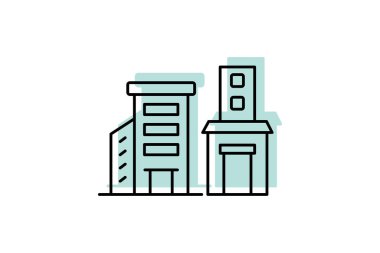 Ticari Bina Renk Gölgesi İnce Çizgisi simgesi, vektör, piksel mükemmel, illüstratör dosyası