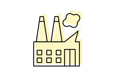 Fabrika renk gölge ince çizgi simgesi, vektör, piksel mükemmel, illüstratör dosyası