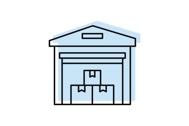 Depo rengi gölge ince çizgi simgesi, vektör, piksel mükemmel, illüstratör dosyası