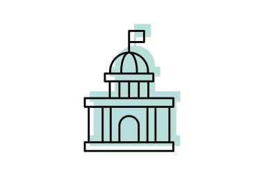 Belediye Binası renk gölge ince çizgi simgesi, vektör, piksel mükemmel, illüstratör dosyası