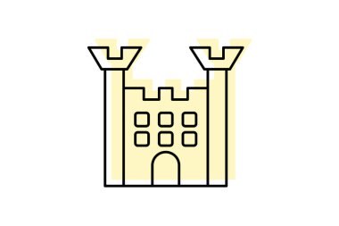 Castle renk gölge ince çizgi simgesi, vektör, piksel mükemmel, illüstratör dosyası