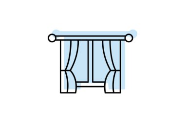 Ev Penceresi renk gölge ince çizgi simgesi, vektör, piksel mükemmel, illüstratör dosyası