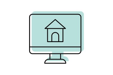 Çevrimiçi Özellik renk gölge ince çizgi simgesi, vektör, piksel mükemmel, illüstratör dosyası