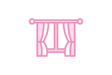 Ev Pencere duoton çizgi simgesi, vektör, piksel mükemmel, illüstratör dosyası