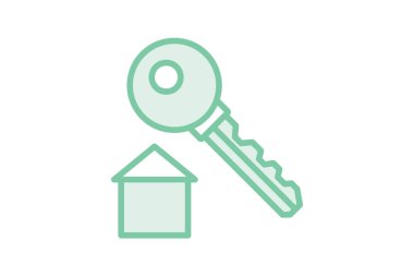 Ev anahtarı duotone satır simgesi, vektör, piksel mükemmel, illüstratör dosyası