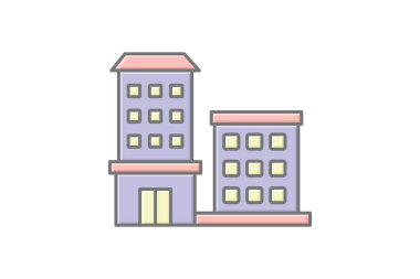 Otel doğrusal renk simgesi, vektör, piksel mükemmel, illüstratör dosyası