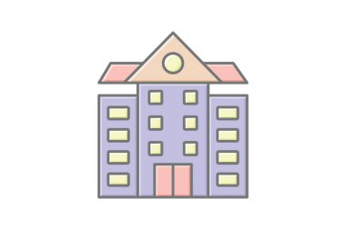 Okul doğrusal renk simgesi, vektör, piksel mükemmel, illüstratör dosyası