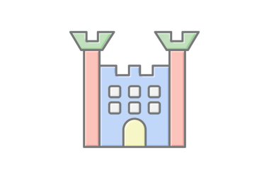 Castle doğrusal renk simgesi, vektör, piksel mükemmel, illüstratör dosyası