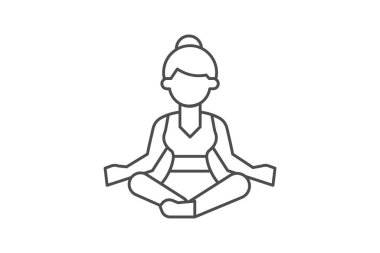 Kendi kendine meditasyon ince simgesi, vektör, piksel mükemmel, illüstratör dosyası