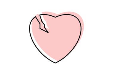 Kişisel Kırık Kalp renk gölge ince simgesi, vektör, piksel mükemmel, illüstratör dosyası