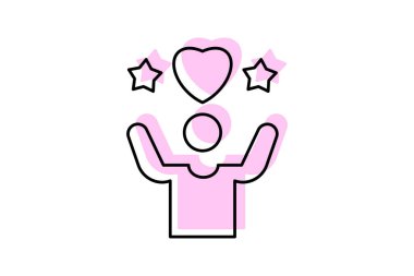 Self Worth renk gölge ince çizgi simgesi, vektör, piksel mükemmel, illüstratör dosyası