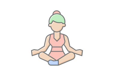 Kendi kendine meditasyon renk simgesi, vektör, piksel mükemmel, illüstratör dosyası