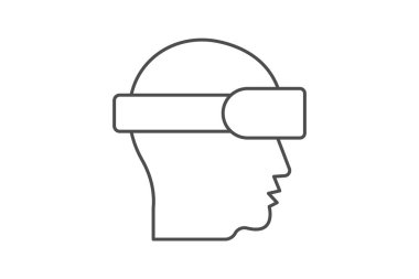 Baş monte edilmiş ince çizgi simgesi, vektör, piksel mükemmel, illüstratör dosyası