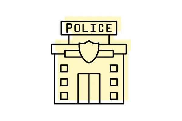 stock vector Police station color shadow thinline icon , vector, pixel perfect, illustrator file