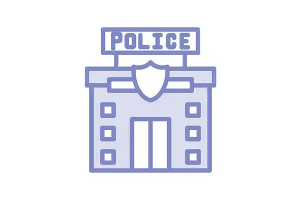 stock vector Police station duotone line icon , vector, pixel perfect, illustrator file