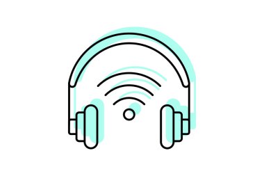 Kablosuz kulaklıklar renk gölge inceltici simge, vektör, piksel mükemmel, illüstratör dosyası