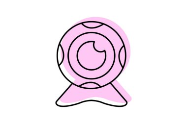 Web Kamerası renk gölge ince çizgi simgesi, vektör, piksel mükemmel, illüstratör dosyası