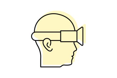 Baş monte edilmiş renk gölge ince çizgi simgesi, vektör, piksel mükemmel, illüstratör dosyası