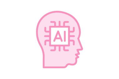 Yapay Zeka duoton satır simgesi, vektör, piksel mükemmel, illüstratör dosyası