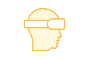 Baş monte edilmiş duoton çizgi simgesi, vektör, piksel mükemmel, illüstratör dosyası