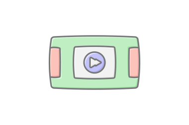 Ortam oynatıcı doğrusal renk simgesi, vektör, piksel mükemmel, illüstratör dosyası