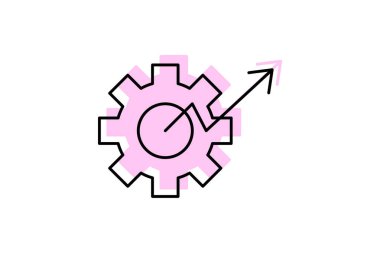 Performans Yönetimi renk gölge ince simgesi, vektör, piksel mükemmel, illüstratör dosyası