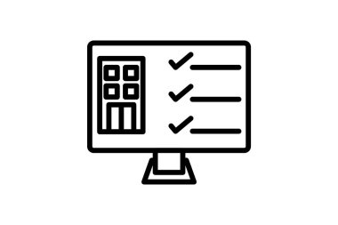 Otel rezervasyonu satır simgesi, vektör, piksel mükemmel, illüstratör dosyası