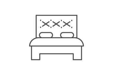 Otel Yatak İnce Çizgisi simgesi, vektör, piksel mükemmel, illüstratör dosyası