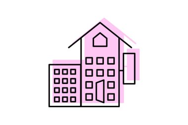 Otel konaklama renk gölgesi ince çizgi simgesi, vektör, piksel mükemmel, illüstratör dosyası