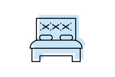 Otel Yatak Rengi İnce Çizgisi simgesi, vektör, piksel mükemmel, illüstratör dosyası