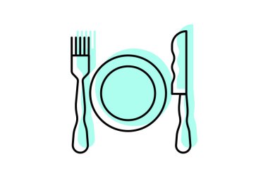 Otel Restoranı renk gölge inceliği simgesi, vektör, piksel mükemmel, illüstratör dosyası