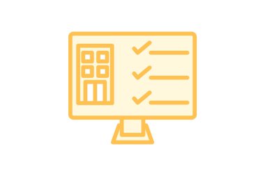 Otel rezervasyonu duoton satır simgesi, vektör, piksel mükemmel, illüstratör dosyası