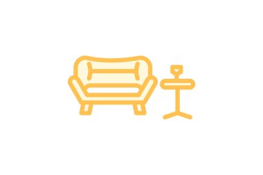 Hotel Lounge duotone satır simgesi, vektör, piksel mükemmel, illüstratör dosyası