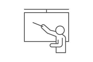 Eylem Öğeleri ile Buluşma İnce çizgi simgesi, vektör, piksel mükemmel, illüstratör dosyası