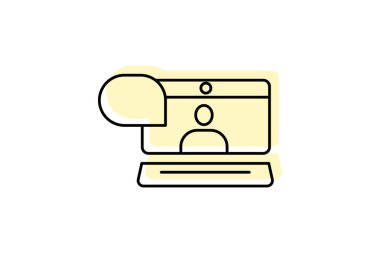 Sanal Buluşma Renk Gölgesi İnce Çizgisi simgesi, vektör, piksel mükemmel, illüstratör dosyası