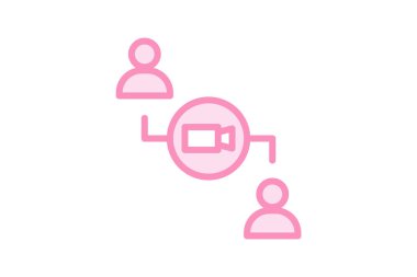 Video Konferansı duoton satır simgesi, vektör, piksel mükemmel, illüstratör dosyası