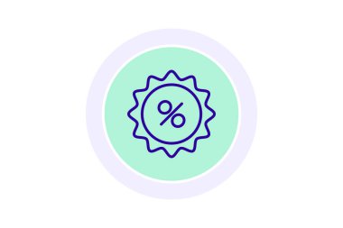 Yüzde indirim simgesi vektörü. İnce çizgi işareti. izole edilmiş sınır sembolü çizimi