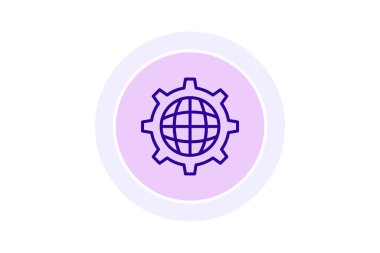 Cogwheel siyah dış daire simgesi, vektör, piksel mükemmel, illüstratör dosyası içindeki dünya