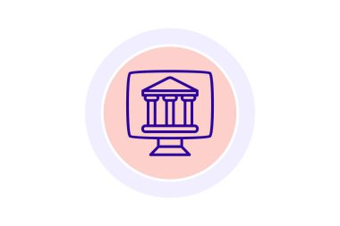 Çevrimiçi bankacılık dairesi simgesi, vektör, piksel mükemmel, illüstratör dosyası