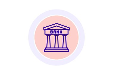 Banka simgesi vektörü beyaz arkaplanda izole edildi, Banka işareti