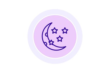 Ay ve Yıldız simgesi, ay, yıldızlar, aşk, gece çizgisi simgesi, düzenlenebilir vektör simgesi, piksel mükemmel, illüstratör ai dosyası