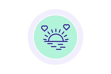 Sunset Kiss simgesi, gün batımı, öpücük, aşk, romantik çizgi simgesi, düzenlenebilir vektör simgesi, piksel mükemmel, illüstratör ai dosyası