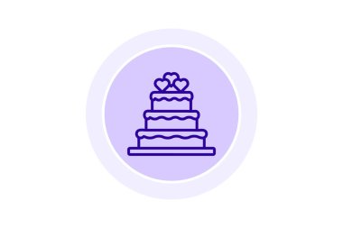 Düğün Keki simgesi, pasta, aşk, evlilik, kutlama çizgisi simgesi, düzenlenebilir vektör simgesi, piksel mükemmel, illüstratör ai dosyası